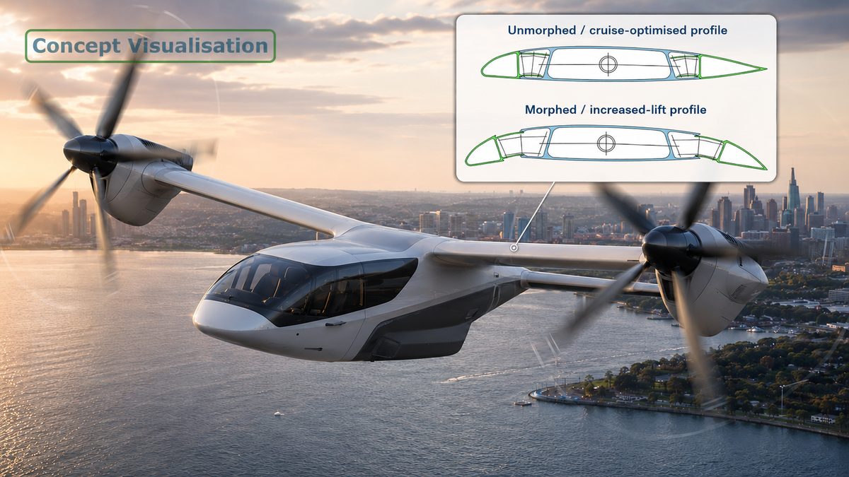 Concept visualisation of VForce morphing rotor and tilt-propeller technology