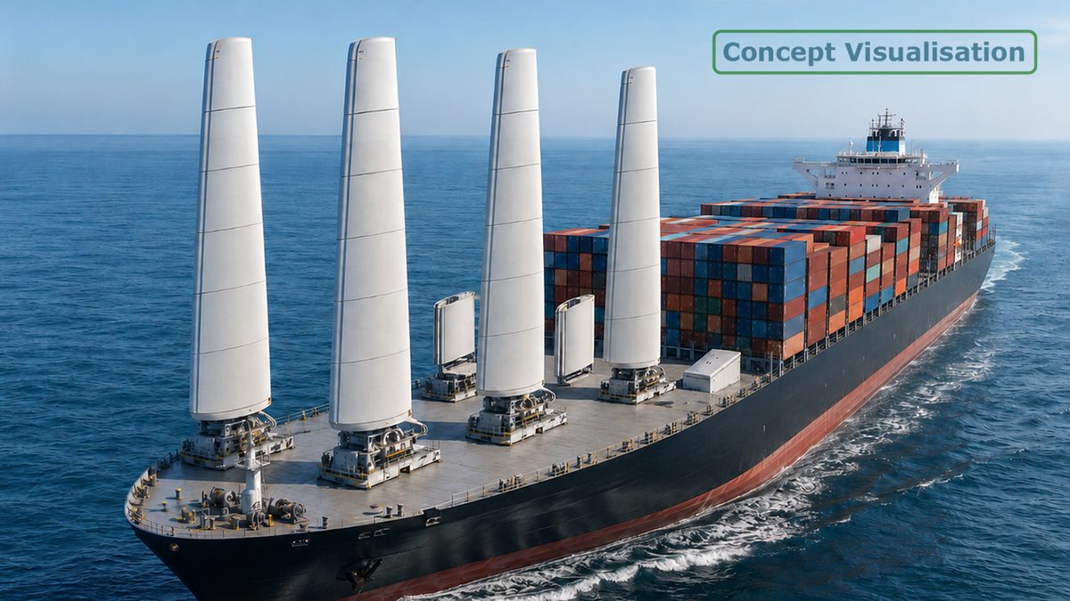 Concept visualisation of VForce shape-adaptive rigid sail technology